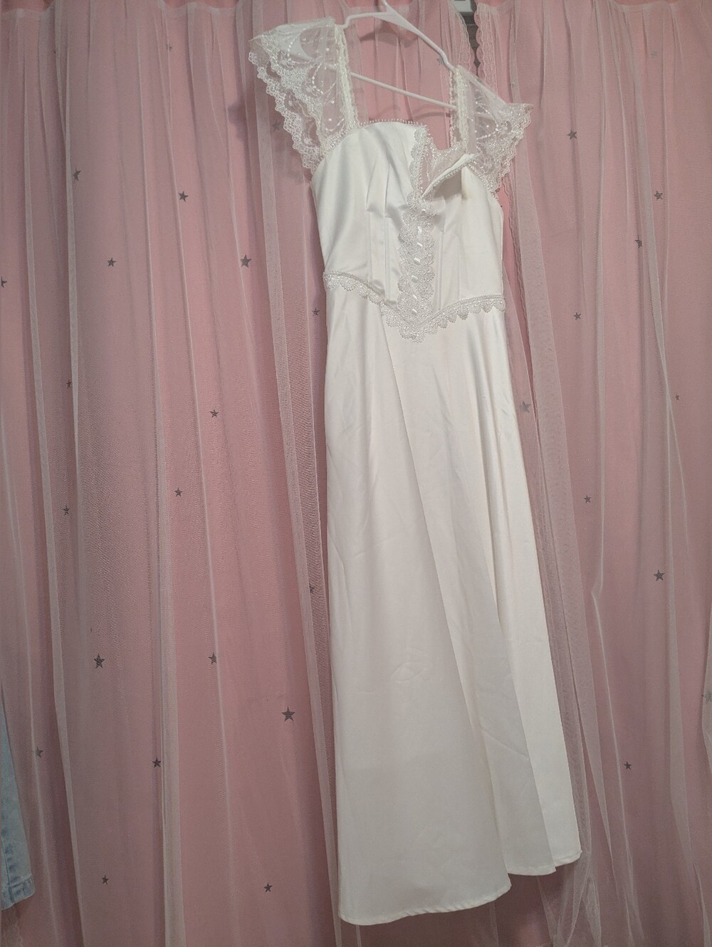 Lacemade Pearl corset Dress White Lace-Trim Maxi Gown - Elegant Women's